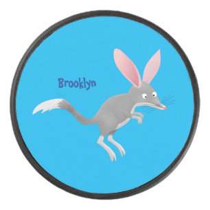 Cute happy Australian bilby cartoon Hockey Puck