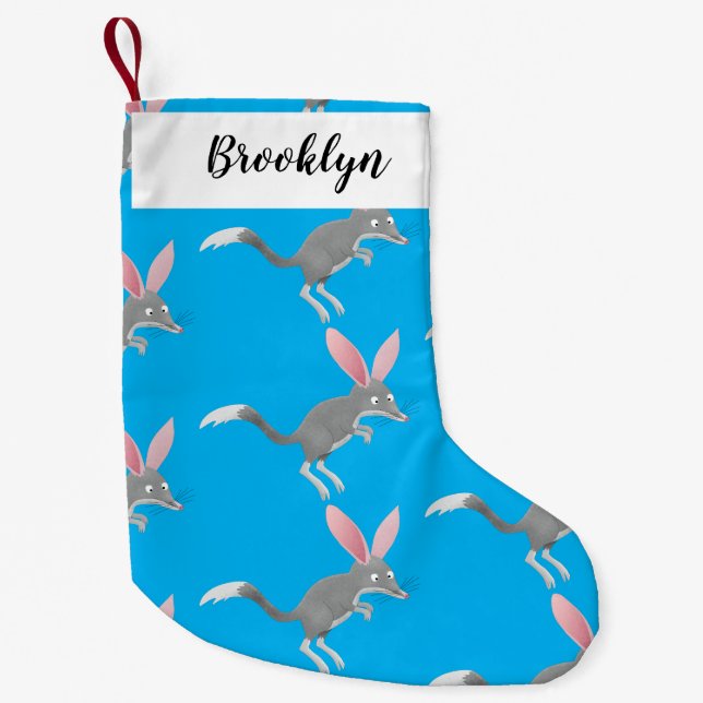 Cute happy Australian bilby cartoon Small Christmas Stocking (Front)