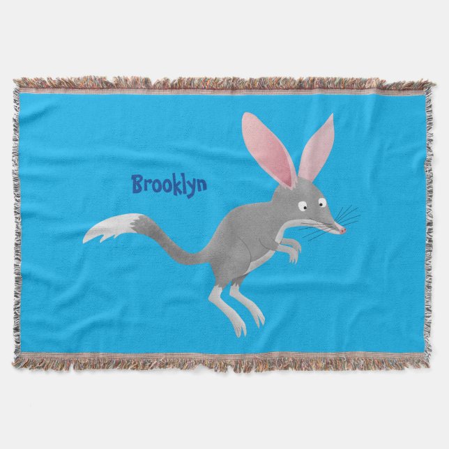 Cute happy Australian bilby cartoon Throw Blanket (Front)