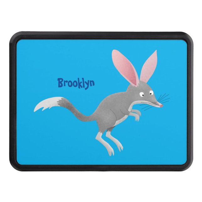 Cute happy Australian bilby cartoon Trailer Hitch Cover (Front)