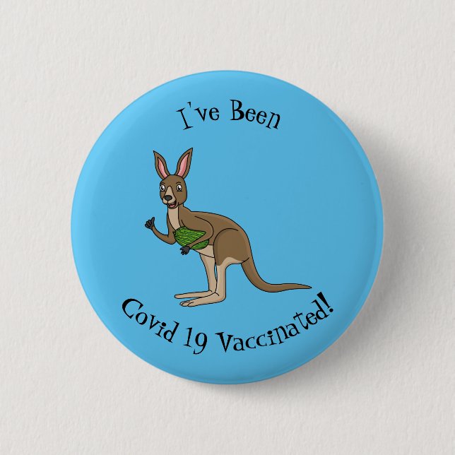 Cute happy Australian kangaroo illustration  2 Inch Round Button (Front)