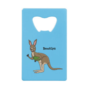 Cute happy Australian kangaroo illustration Credit Card Bottle Opener