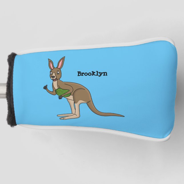 Cute happy Australian kangaroo illustration Golf Head Cover (Front)