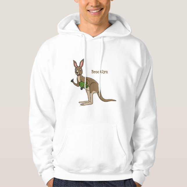 Cute happy Australian kangaroo illustration Hoodie (Front)