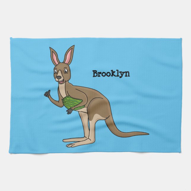 Cute happy Australian kangaroo illustration Kitchen Towel (Horizontal)