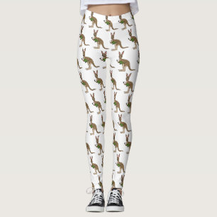 Cute happy Australian kangaroo illustration Leggings