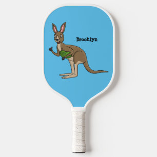 Cute happy Australian kangaroo illustration Pickleball Paddle