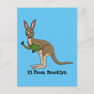 Cute happy Australian kangaroo illustration Postcard