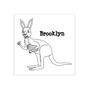 Cute happy Australian kangaroo illustration Rubber Stamp