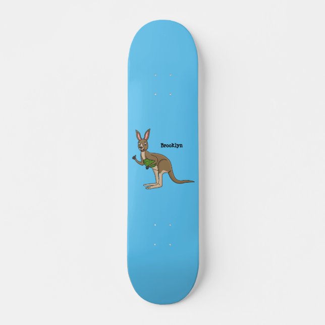 Cute happy Australian kangaroo illustration  Skateboard (Front)