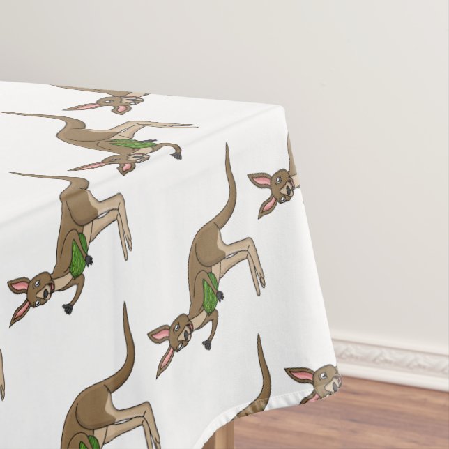 Cute happy Australian kangaroo illustration Tablecloth (In Situ)