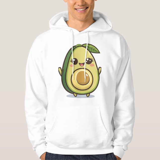 Cute Happy Avocado – Kawaii Graphic Design Hoodie