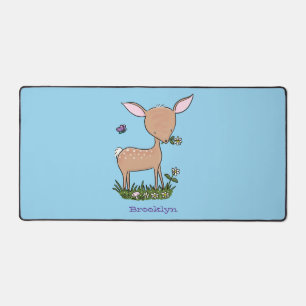 Cute happy baby deer cartoon illustration desk mat