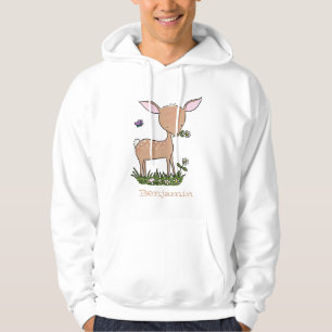 Cute happy baby deer cartoon illustration hoodie