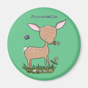 Cute happy baby deer cartoon illustration magnet