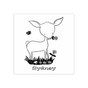 Cute happy baby deer cartoon illustration rubber stamp