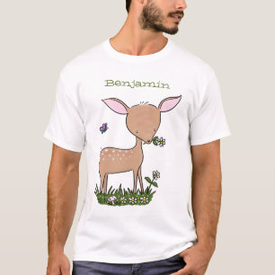 Cute happy baby deer cartoon illustration T-Shirt