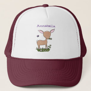 Cute happy baby deer cartoon illustration trucker hat