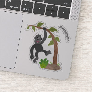 Cute happy baby gorilla cartoon illustration