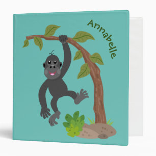 Cute happy baby gorilla cartoon illustration binder