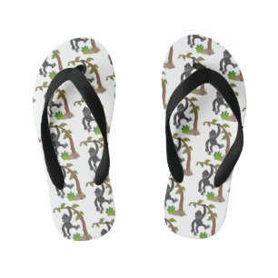 Cute happy baby gorilla cartoon illustration kid's flip flops