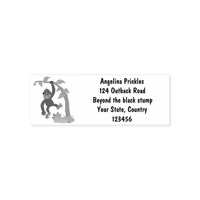 Cute happy baby gorilla cartoon illustration self-inking stamp (Design)