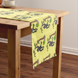 Cute happy baby gorilla cartoon illustration short table runner