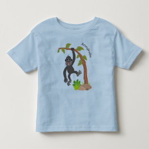 Cute happy baby gorilla cartoon illustration toddler t-shirt