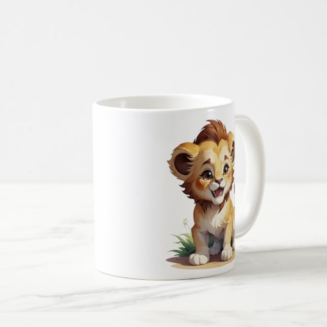Cute Happy Baby Lion Safari  Coffee Mug (Front Right)