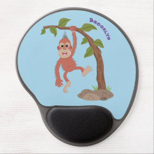 Cute happy baby orangutan cartoon illustration gel mouse pad