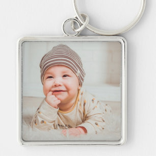 Cute happy baby photo keychain