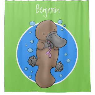 Cute happy baby platypus cartoon illustration