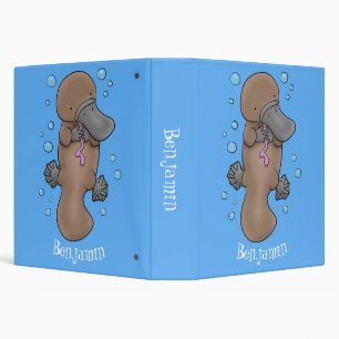 Cute happy baby platypus cartoon illustration binder