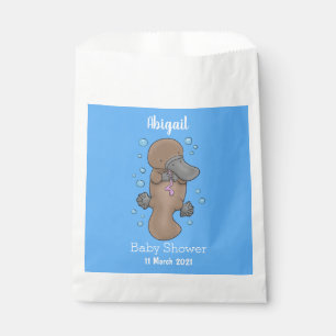 Cute happy baby platypus cartoon illustration favour bag