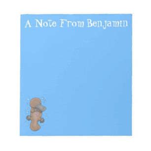 Cute happy baby platypus cartoon illustration notepad
