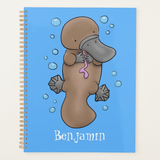 Cute happy baby platypus cartoon illustration planner (Front)
