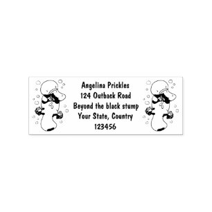 Cute happy baby platypus cartoon illustration rubber stamp