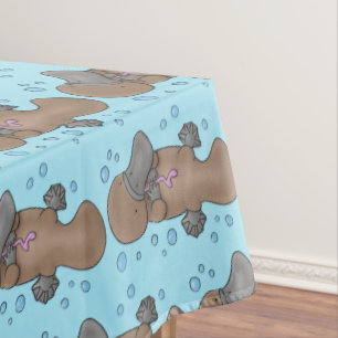 Cute happy baby platypus cartoon illustration  tablecloth
