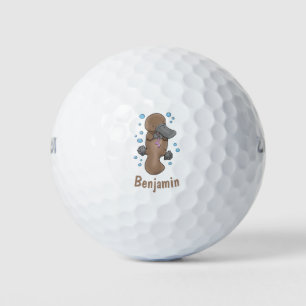 Cute happy baby platypus cartoon personalized golf balls