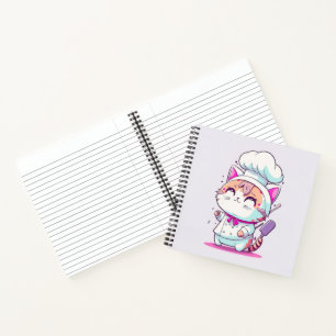 Cute Happy Baker Pastry Chef Cat Kitten   Notebook