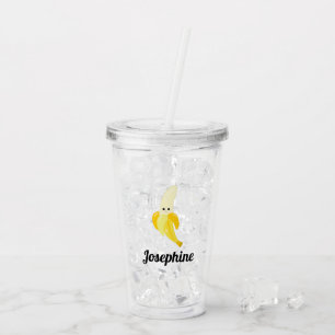 Cute Happy Banana Monogram Acrylic Tumbler