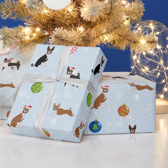 Cute Happy Basenji Hound Love Christmas  Wrapping Paper (Holidays)