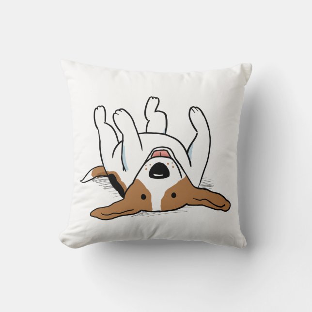 Cute Happy Beagle | Dog Lover | Cartoon Canine Throw Pillow (Front)