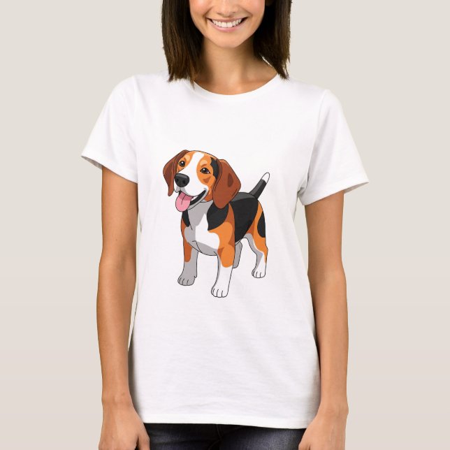 Cute Happy Beagle Dog T-Shirt (Front)