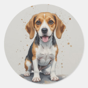 Cute Happy Beagle Pet Animal Classic Round Sticker