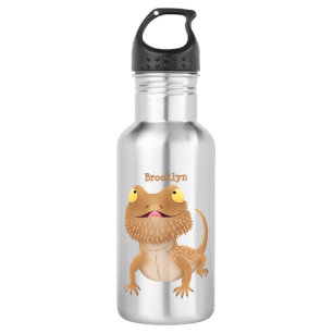 Cute happy bearded dragon lizard cartoon  532 ml water bottle