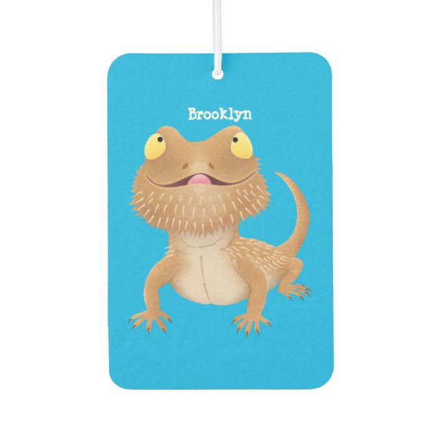 Cute happy bearded dragon lizard cartoon air freshener (Front)