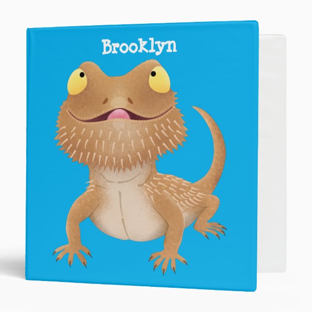 Cute happy bearded dragon lizard cartoon binder (Front/Inside)