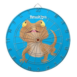 Cute happy bearded dragon lizard cartoon dartboard
