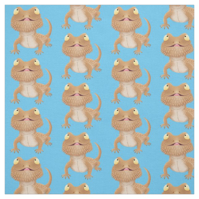 Cute happy bearded dragon lizard cartoon fabric (Swatch)